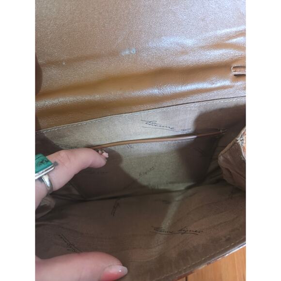 Etienne Aigner Crossbody Bag Medium Alligator Print Brown In Color - Picture 8 of 8